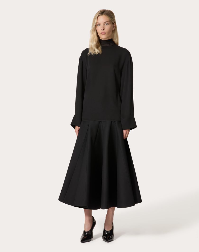 Valentino Handbags Top In Georgette per Donna in Nero | Valentino IT In Saldo
