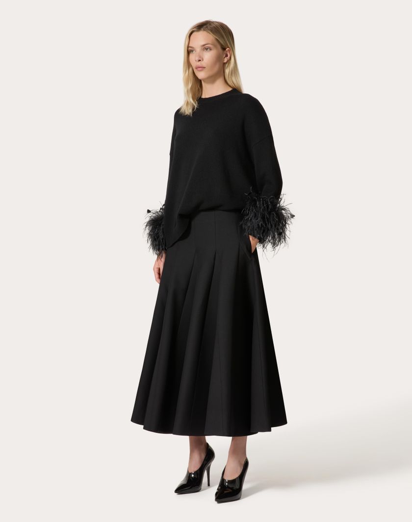 Valentino Handbags Gonna Midi In Crepe Couture per Donna in Nero | Valentino IT Nuova
