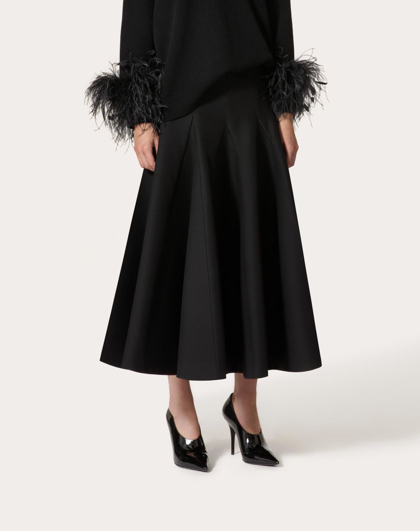 Valentino Handbags Gonna Midi In Crepe Couture per Donna in Nero | Valentino IT Nuova
