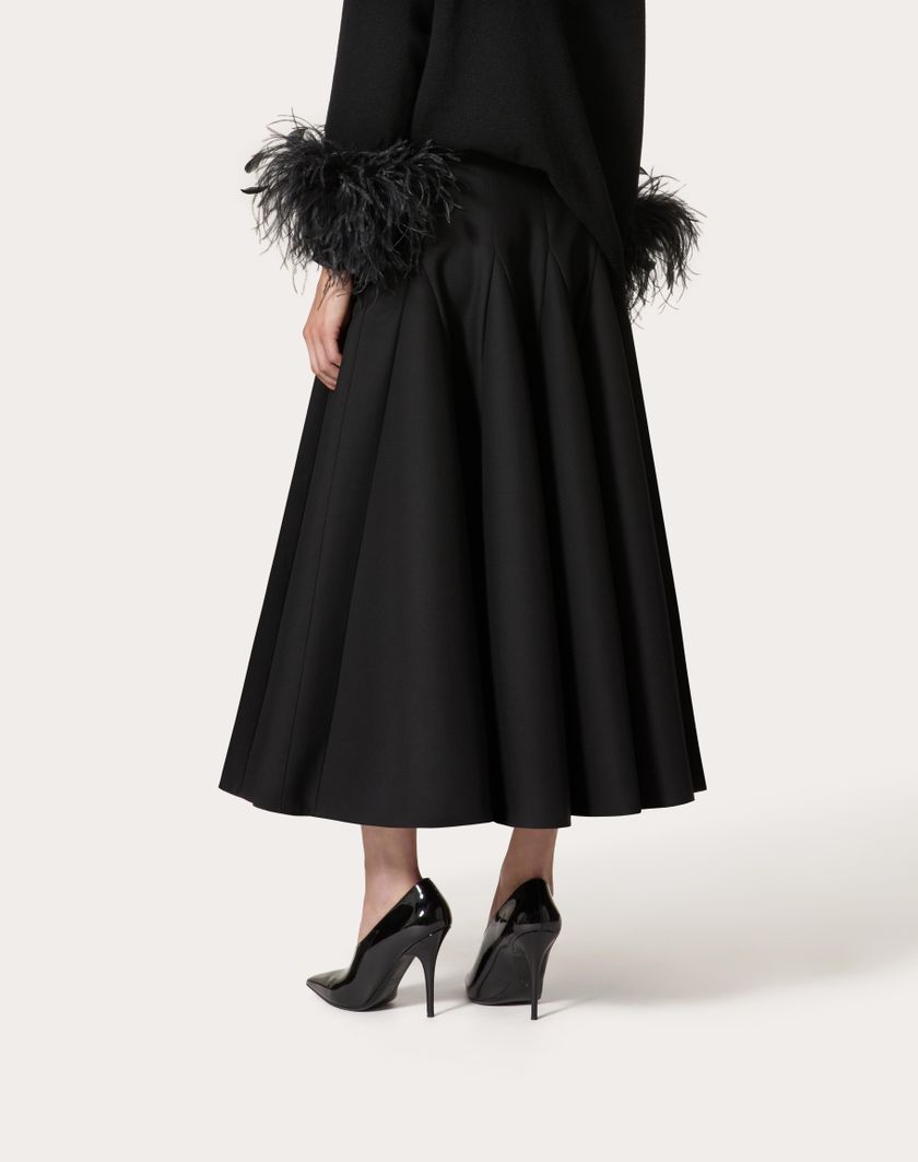 Valentino Handbags Gonna Midi In Crepe Couture per Donna in Nero | Valentino IT Nuova