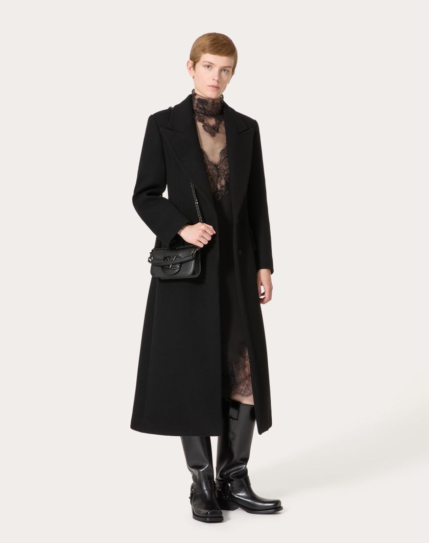 Valentino Handbags Cappotto In Compact Coat per Donna in Nero | Valentino IT Italy