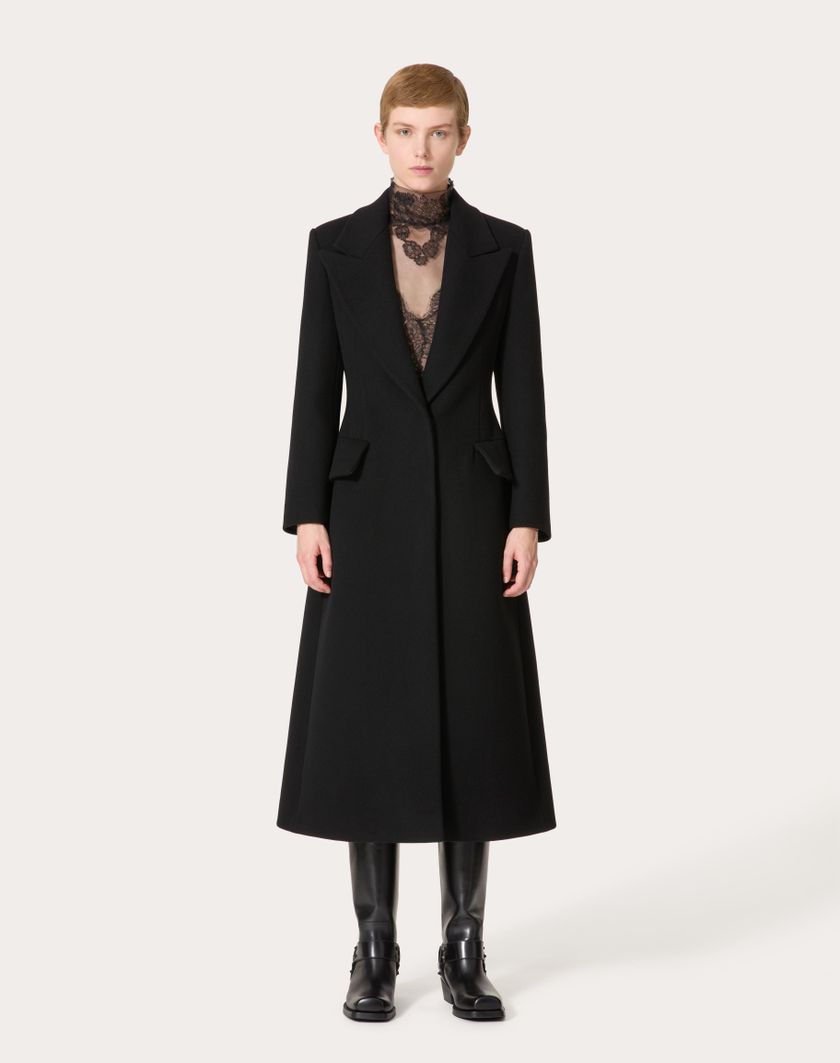 Valentino Handbags Cappotto In Compact Coat per Donna in Nero | Valentino IT Italy