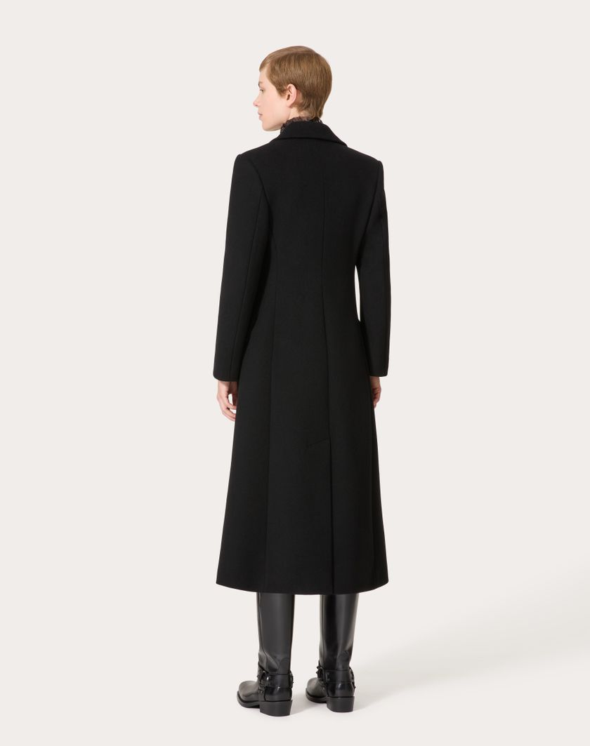 Valentino Handbags Cappotto In Compact Coat per Donna in Nero | Valentino IT Italy