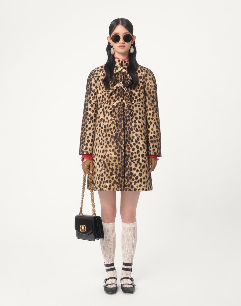 Valentino Handbags Cappotto In Panno Stampato Giaguaro Spots per Donna in Animalier | Valentino IT Pezzi Unici