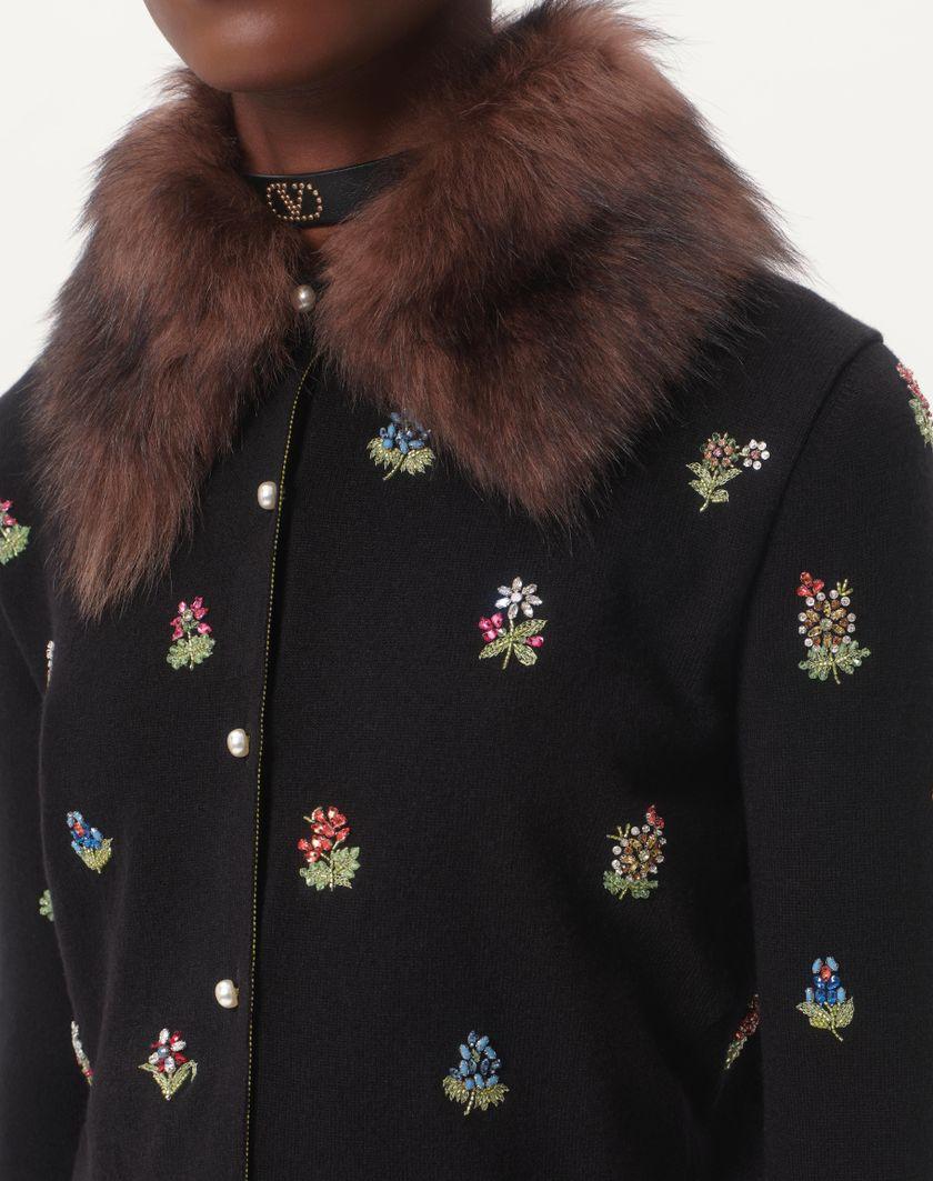 Valentino Handbags Cardigan In Lana Ricamato per Donna in Nero | Valentino IT Soddisfazione Garantita