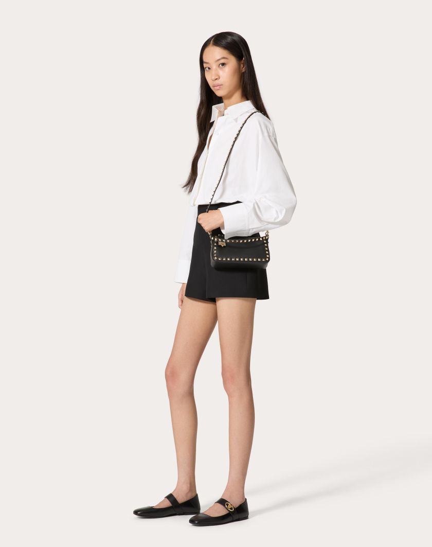 Valentino Handbags Borsa Piccola A Tracolla Rockstud In Vitello Granato per Donna in Nero | Valentino IT In Vendita