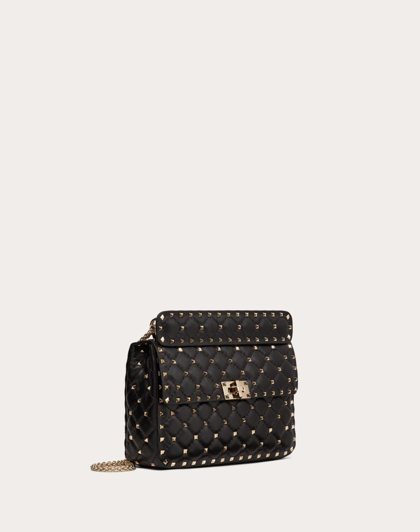 Valentino Handbags Borsa Media Rockstud Spike In Nappa per Donna in Light Ivory | Valentino IT Negozio