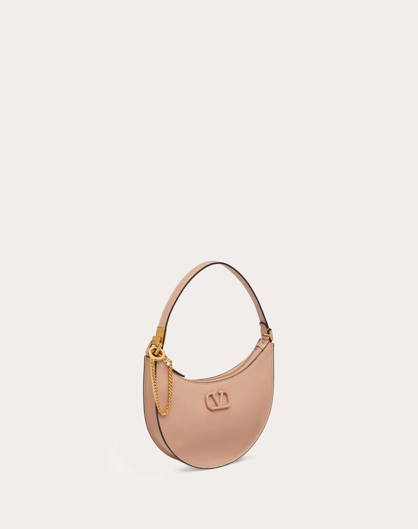 Valentino Handbags Mini Hobo Vlogo Signature In Vitello Granato per Donna in Light Ivory | Valentino IT Italia