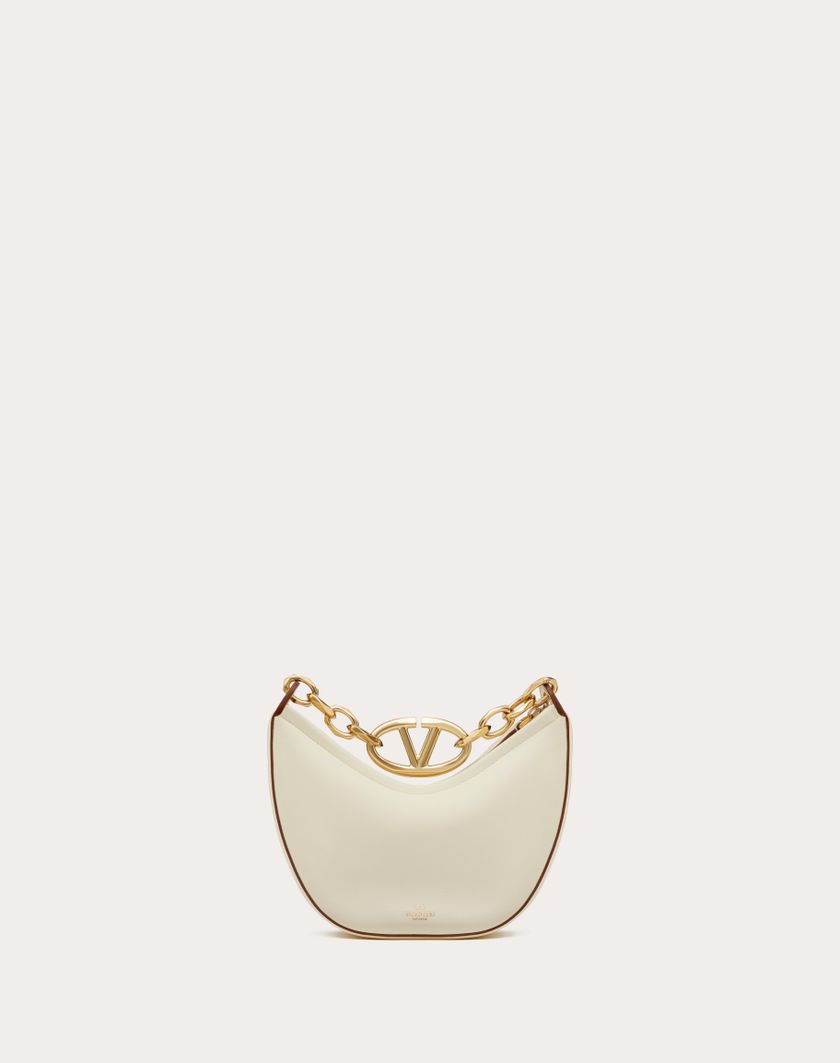 Valentino Handbags Mini Hobo Vlogo Moon Bag In Nappa Con Catena per Donna in Nero | Valentino IT Qualità Garantita
