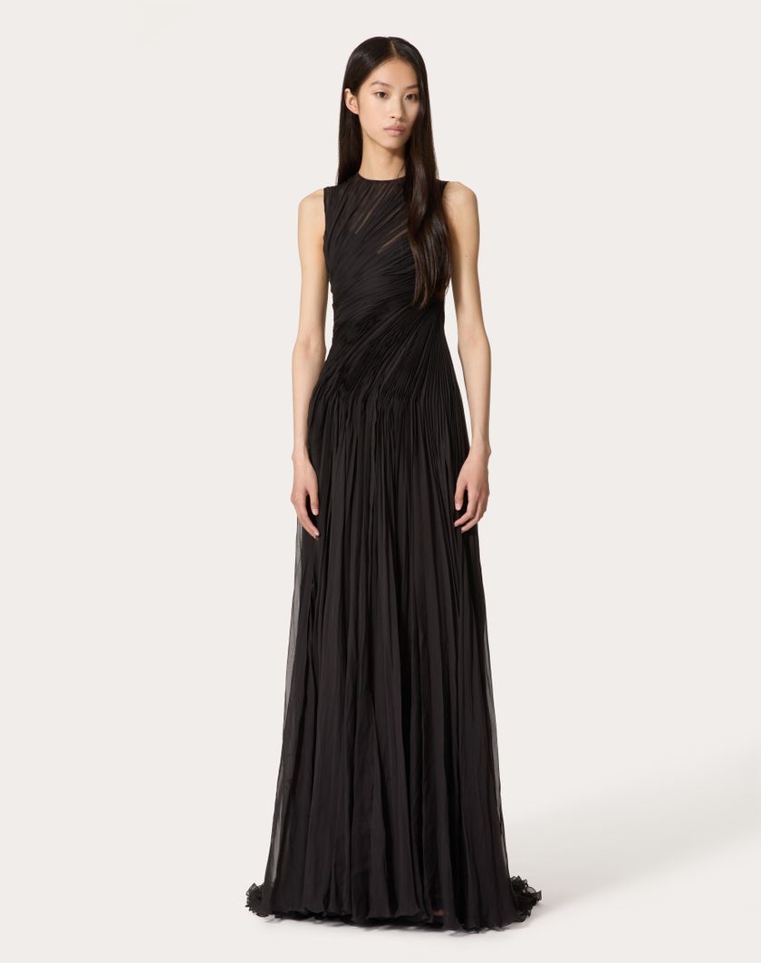 Valentino Handbags Gown In Chiffon per Donna in Nero | Valentino IT Consegna Veloce