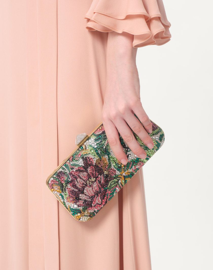 Valentino Handbags Abito Lungo In Georgette Ricamato per Donna in Rose Mist | Valentino IT Affare Del Giorno