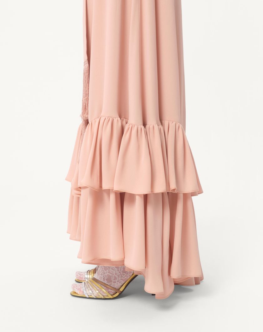 Valentino Handbags Abito Lungo In Georgette Ricamato per Donna in Rose Mist | Valentino IT Affare Del Giorno