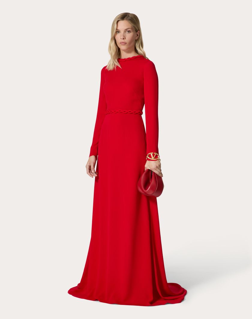 Valentino Handbags Abito Da Sera In Georgette Double per Donna in Rosso | Valentino IT Presa