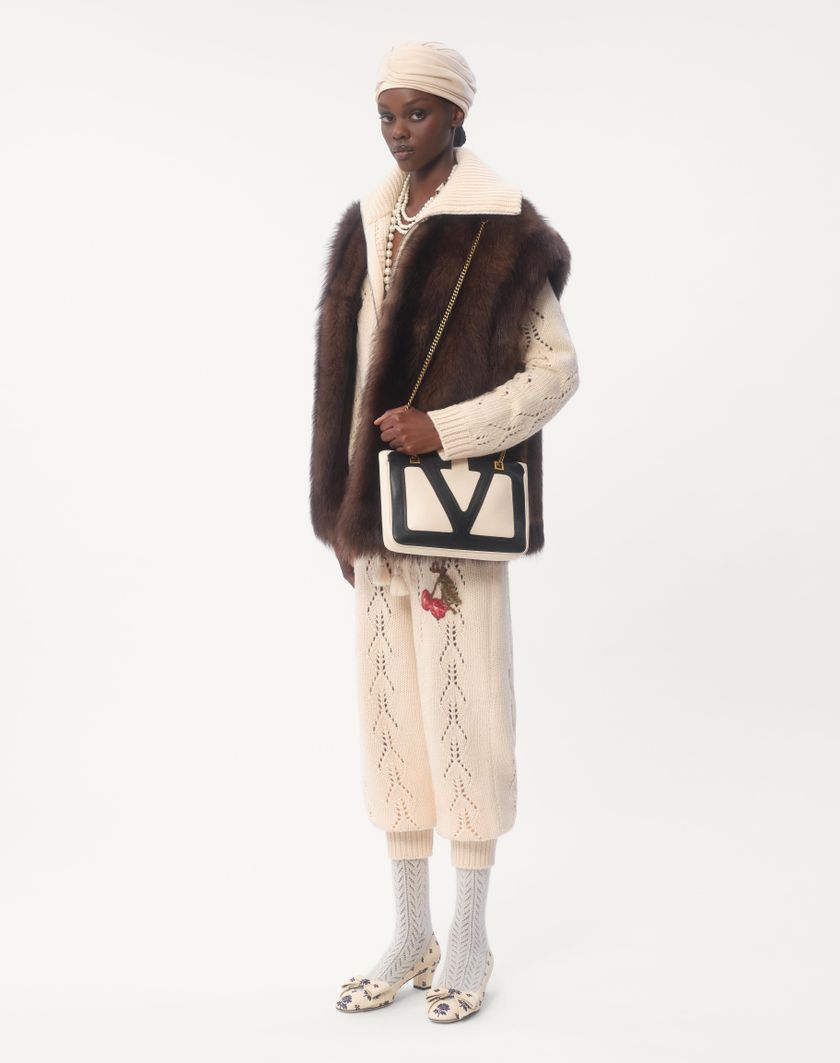 Valentino Handbags Gilet In Shearling per Donna in Marrone | Valentino IT Outlet