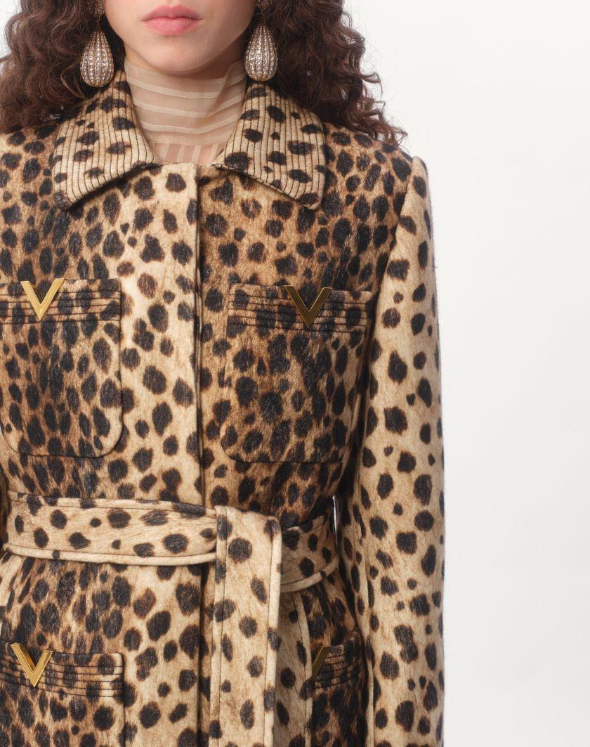 Valentino Handbags Cappotto In Panno Stampato Giaguaro Spots per Donna in Animalier | Valentino IT In Vendita