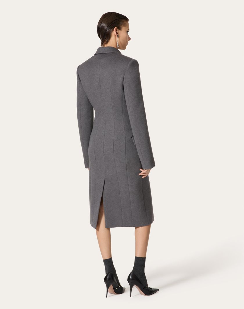 Valentino Handbags Cappotto In Compact Drap per Donna in Grigio Scuro | Valentino IT Vendita Economica
