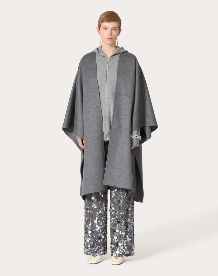 Valentino Handbags Cappa In Compact Drap per Donna in Grigio Scuro | Valentino IT Saldi Di Fabbrica