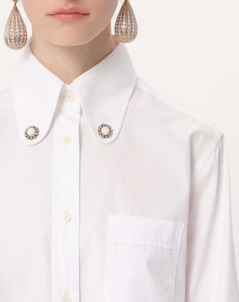 Valentino Handbags Camicia In Cotton Popeline per Donna in Bianco Ottico | Valentino IT Vendite Flash