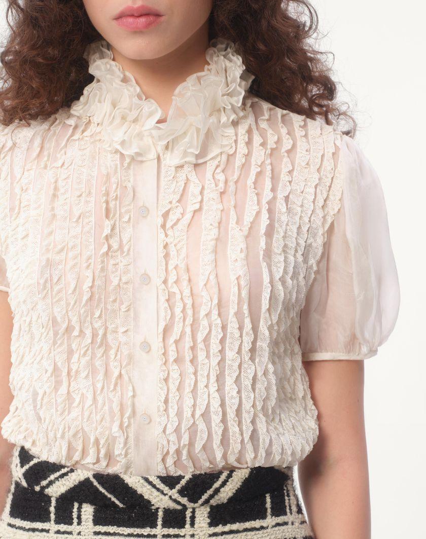 Valentino Handbags Camicia In Chiffon per Donna in Avorio | Valentino IT In Saldo