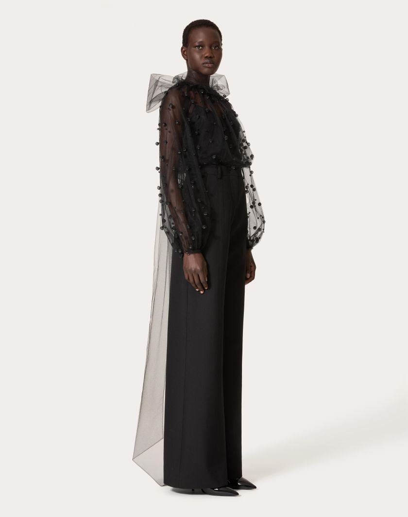 Valentino Handbags Top In Tulle Illusione Ricamata per Donna in Nero | Valentino IT 2025