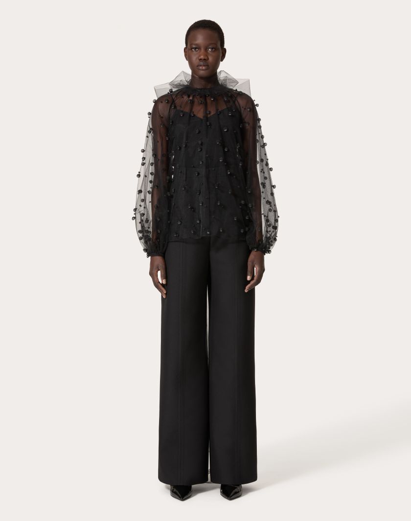 Valentino Handbags Top In Tulle Illusione Ricamata per Donna in Nero | Valentino IT 2025