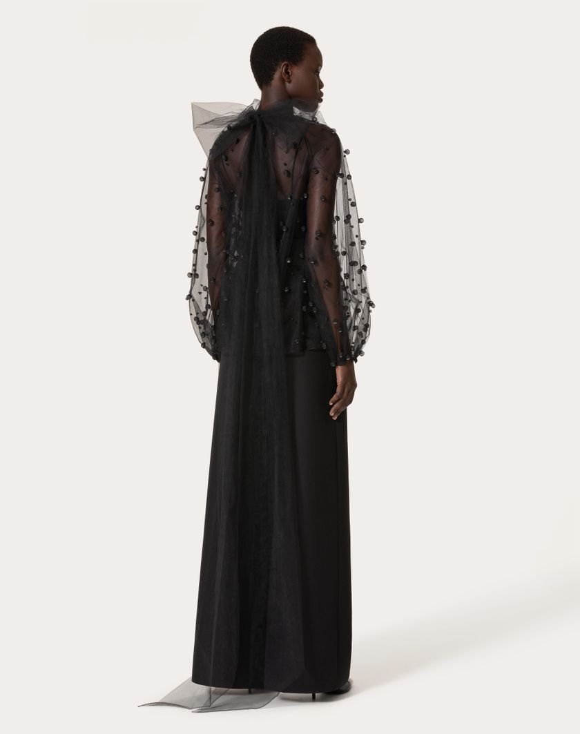 Valentino Handbags Top In Tulle Illusione Ricamata per Donna in Nero | Valentino IT 2025